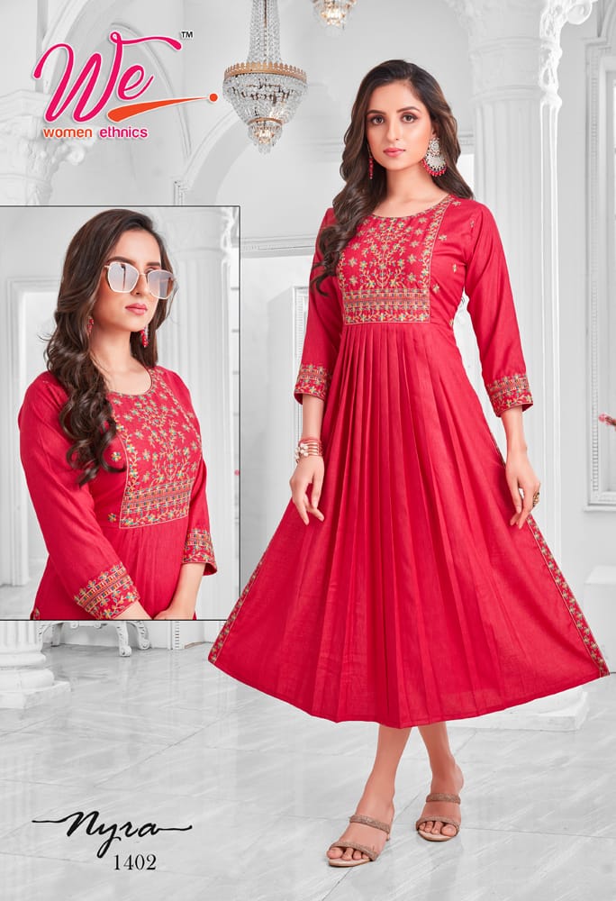 Nyra By We 1401 To 1408 Long Designer Kurtis Catalog
